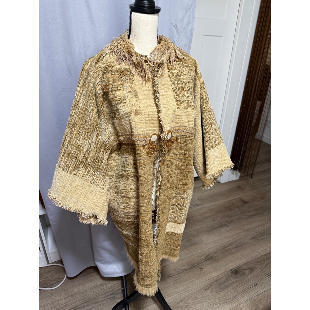 Handmade Boho Art Coat-Textured Fringe & Beaded Jacket Handmade by SK